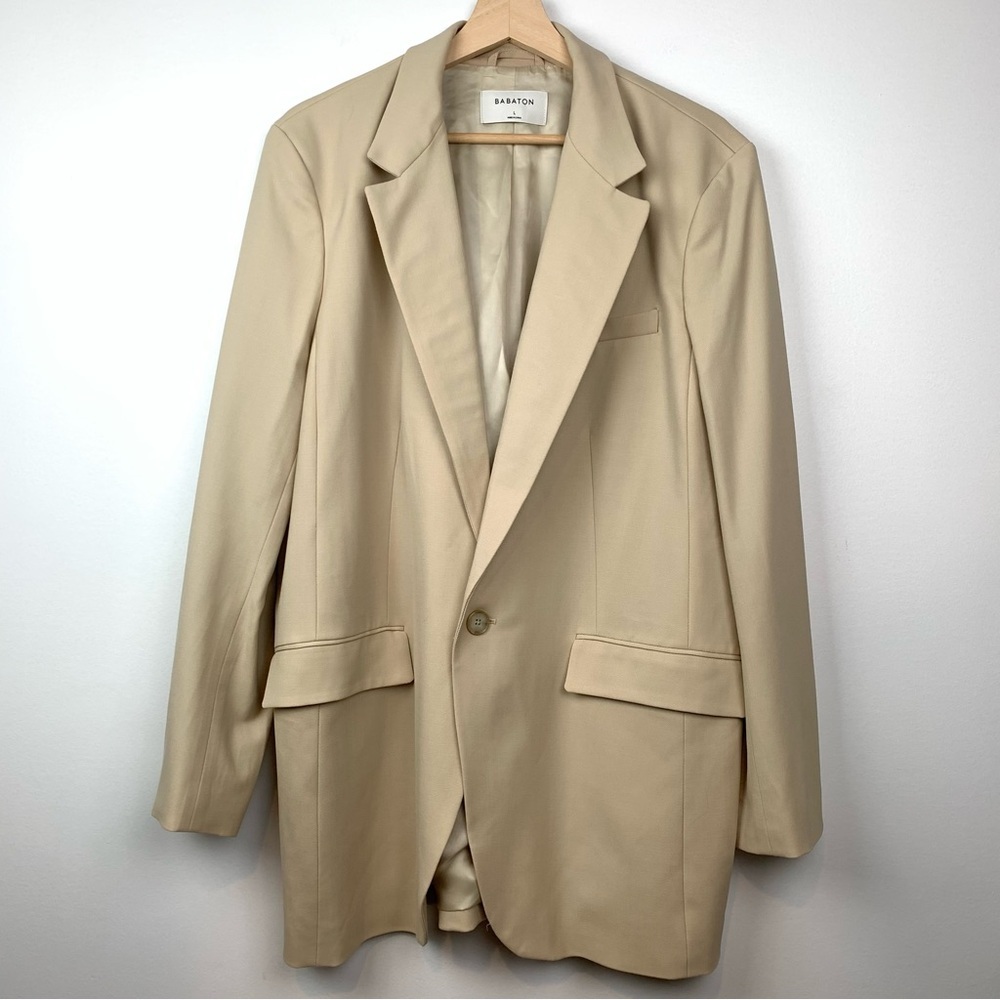 Babaton Atelier Blazer Oversized Sz Large Beige Wool Aritzia Elegant Office